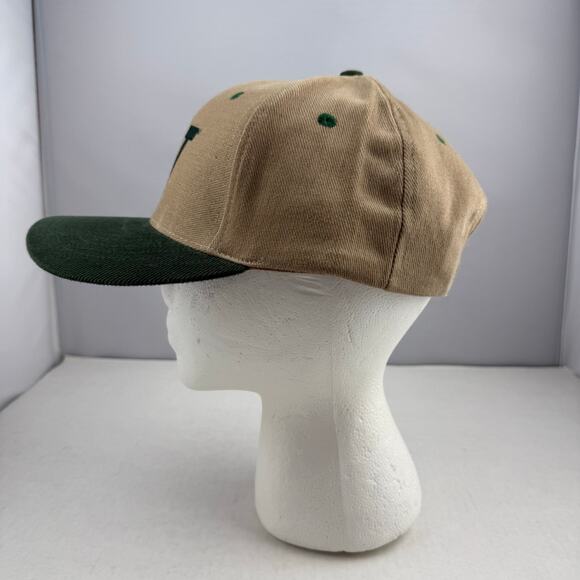 Caterpillar CAT Logo Brown Green Snapback Trucker Hat Adjustable - Picture 3 of 6